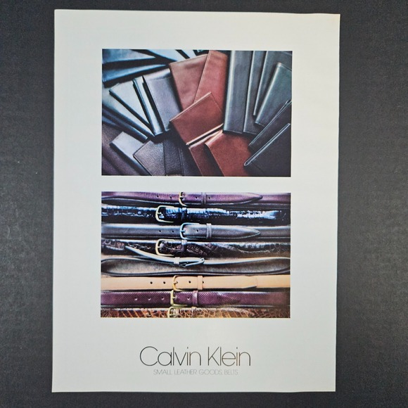 1983 Calvin Klein Small Leather Goods Belts Wallets Checkbooks Vintage Print Ad - Picture 1 of 4
